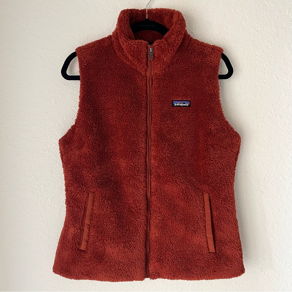Patagonia Orange Fleece Vest with High Collar Size Large
